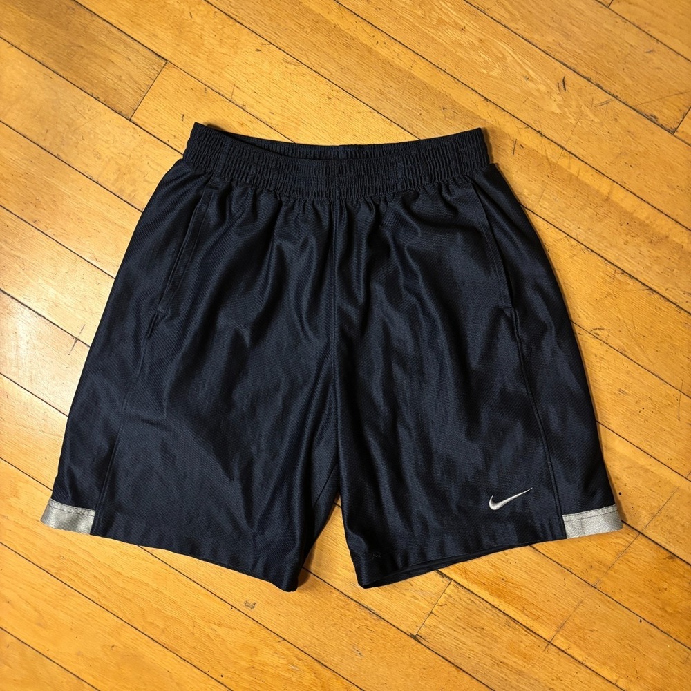 Nike Athletic Dazzle Shorts Men Medium Navy Blue Mesh Lined Performance Swoosh
